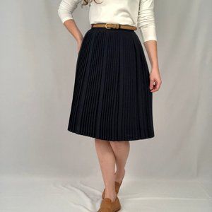 Vintage Micro Pleated High Waisted Midi Skirt Preppy Parisian Academia School